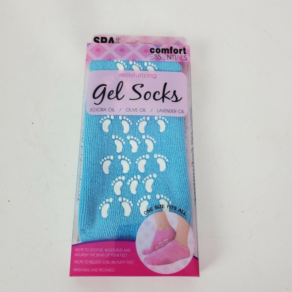 NIB Comfort Essentials Moisturizing Gel Socks Jojoba Oil Olive Lavender‎